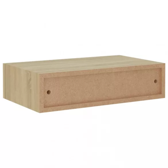 2 db tölgyszínű MDF falra szerelhető fiókos polc 40x23,5x10 cm