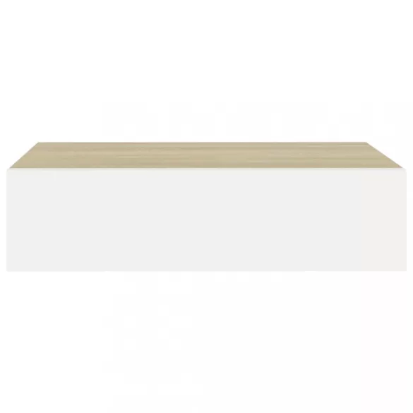 falra szerelhető fiókos polc tölgyfa és fehér színben 40 x 23,5 x 10 cm MDF