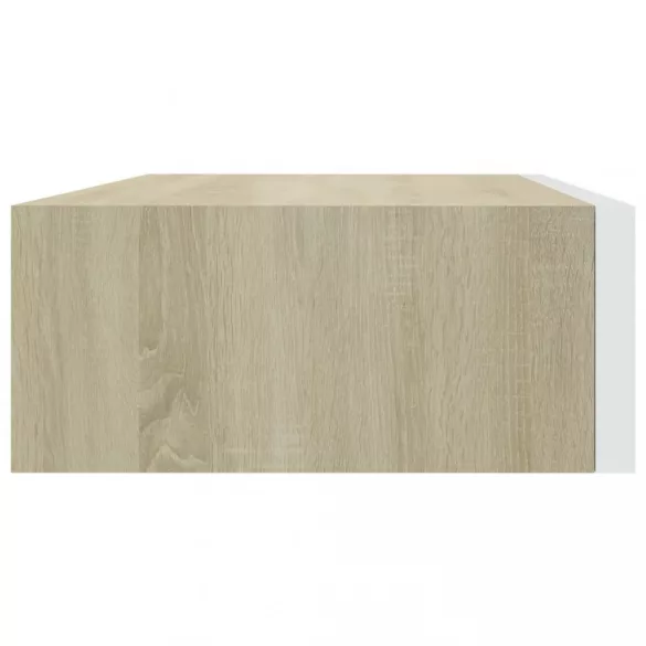 falra szerelhető fiókos polc tölgyfa és fehér színben 40 x 23,5 x 10 cm MDF