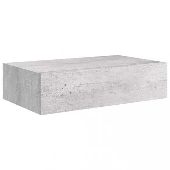 betonszürke MDF falra szerelhető fiókos polc 40 x 23,5 x 10 cm