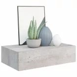 betonszürke MDF falra szerelhető fiókos polc 40 x 23,5 x 10 cm