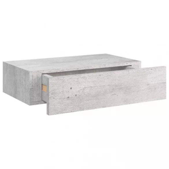 betonszürke MDF falra szerelhető fiókos polc 40 x 23,5 x 10 cm