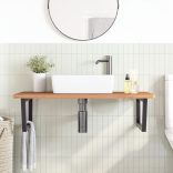 acél és tömör bükkfa falra szerelhető mosdópolc