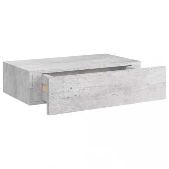 2 db betonszürke MDF falra szerelhető fiókos polc 40x23,5x10 cm