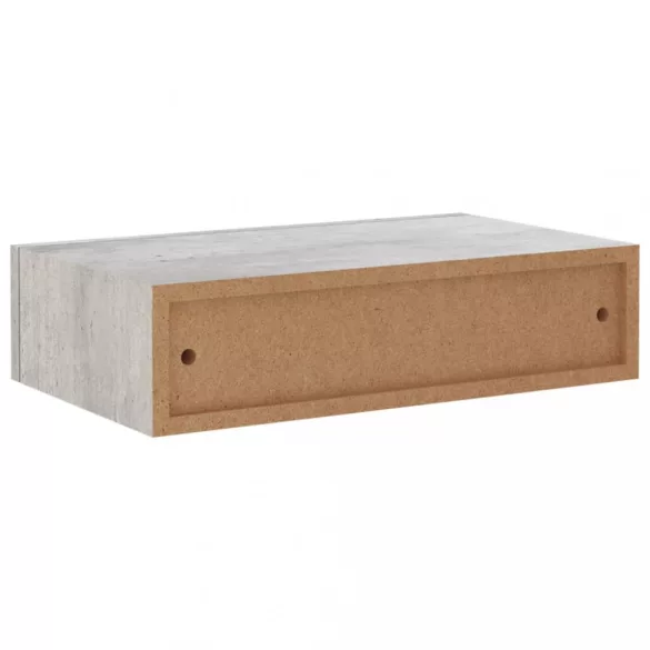 2 db betonszürke MDF falra szerelhető fiókos polc 40x23,5x10 cm