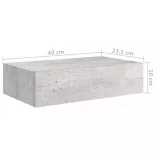2 db betonszürke MDF falra szerelhető fiókos polc 40x23,5x10 cm