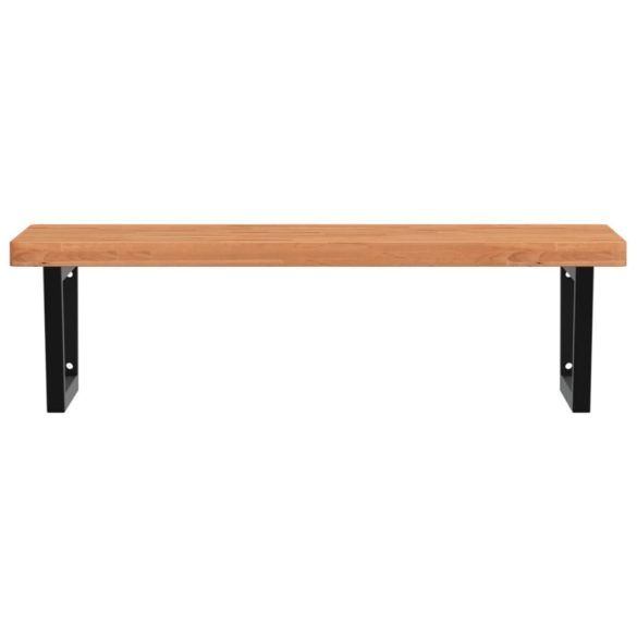 acél és tömör bükkfa falra szerelhető mosdópolc