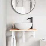 acél és tömör tölgyfa falra szerelhető mosdópolc