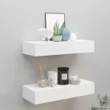 2 db fehér MDF falra szerelhető fiókos polc 60 x 23,5 x 10 cm