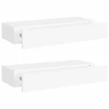 2 db fehér MDF falra szerelhető fiókos polc 60 x 23,5 x 10 cm