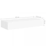 2 db fehér MDF falra szerelhető fiókos polc 60 x 23,5 x 10 cm