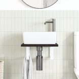 acél és tömör tölgyfa falra szerelhető mosdópolc