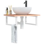 acél és tömör tölgyfa falra szerelhető mosdópolc