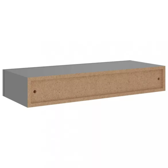 2 db szürke MDF falra szerelhető fiókos polc 60 x 23,5 x 10 cm