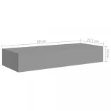 2 db szürke MDF falra szerelhető fiókos polc 60 x 23,5 x 10 cm