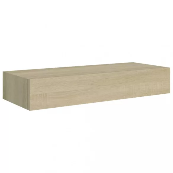 tölgyszínű MDF falra szerelhető fiókos polc 60 x 23,5 x 10 cm