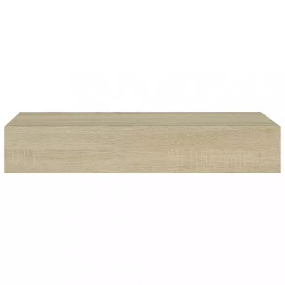 tölgyszínű MDF falra szerelhető fiókos polc 60 x 23,5 x 10 cm
