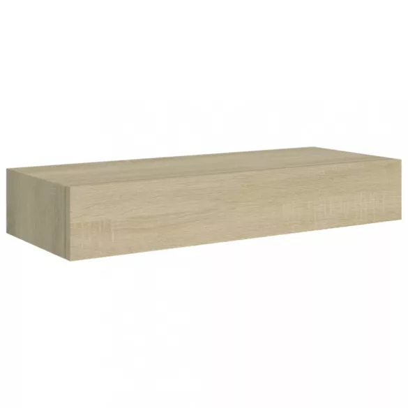 2 db tölgyszínű MDF falra szerelhető fiókos polc 60x23,5x10 cm