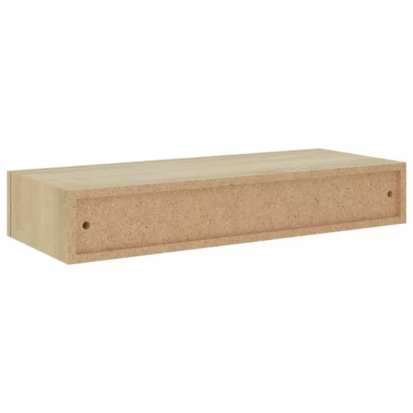 2 db tölgyszínű MDF falra szerelhető fiókos polc 60x23,5x10 cm