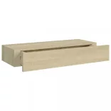 2 db tölgyszínű MDF falra szerelhető fiókos polc 60x23,5x10 cm