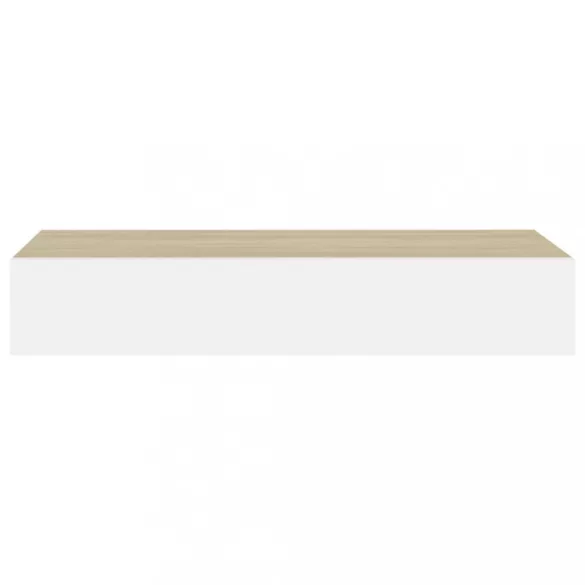 falra szerelhető fiókos polc tölgyfa és fehér színben 60 x 23,5 x 10 cm MDF