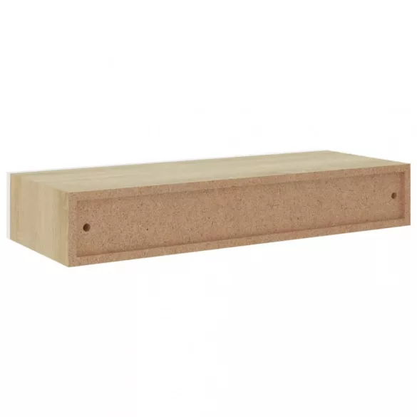 falra szerelhető fiókos polc tölgyfa és fehér színben 60 x 23,5 x 10 cm MDF