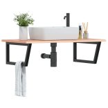 acél és tömör tölgyfa falra szerelhető mosdópolc