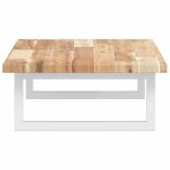 acél és tömör akácfa falra szerelhető mosdópolc