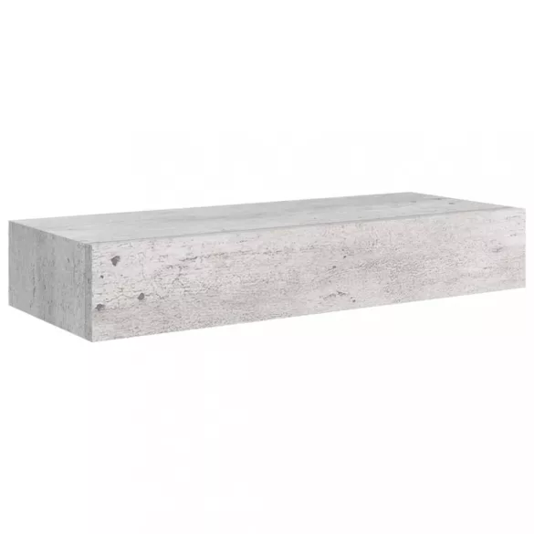 2 db betonszürke MDF falra szerelhető fiókos polc 60x23,5x10 cm
