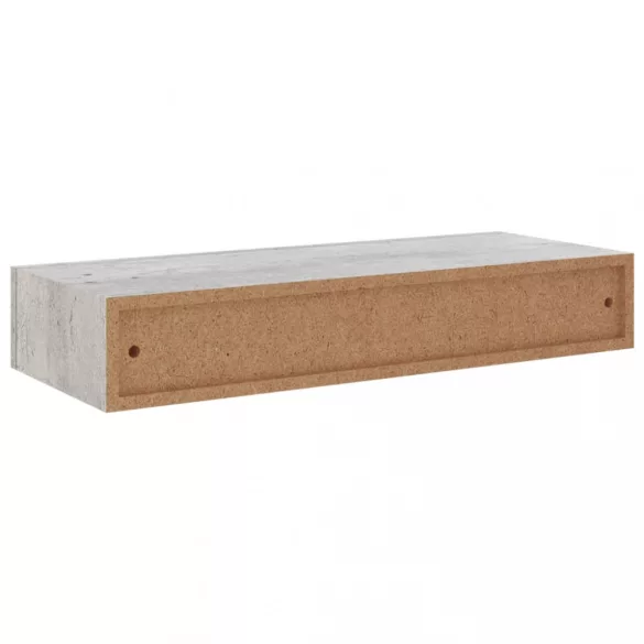 2 db betonszürke MDF falra szerelhető fiókos polc 60x23,5x10 cm