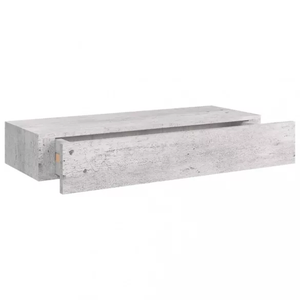 2 db betonszürke MDF falra szerelhető fiókos polc 60x23,5x10 cm
