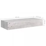 2 db betonszürke MDF falra szerelhető fiókos polc 60x23,5x10 cm