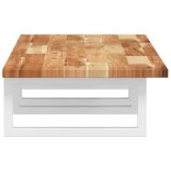 acél és tömör akácfa falra szerelhető mosdópolc