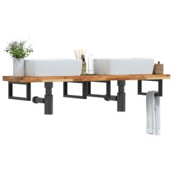 acél és tömör akácfa falra szerelhető mosdópolc