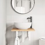 acél és tömör akácfa falra szerelhető mosdópolc