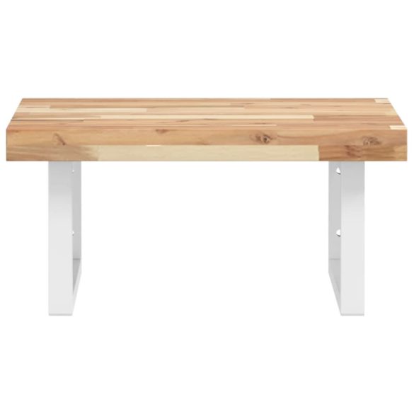 acél és tömör akácfa falra szerelhető mosdópolc