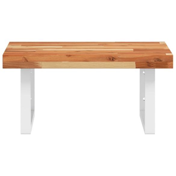 acél és tömör akácfa falra szerelhető mosdópolc