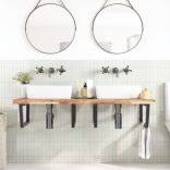 acél és tömör akácfa falra szerelhető mosdópolc