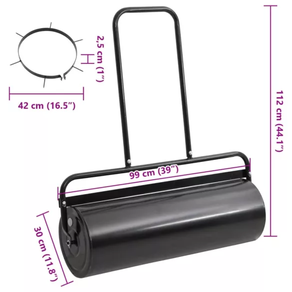 fekete vas és acél kerti fűhenger szellőztetőtüskékkel 63 L