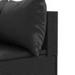 7 részes fekete polyrattan kerti ülőgarnitúra párnákkal