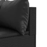 7 részes fekete polyrattan kerti ülőgarnitúra párnákkal