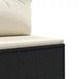 7 részes fekete polyrattan kerti ülőgarnitúra párnákkal