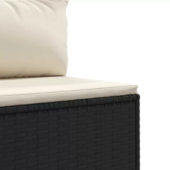 7 részes fekete polyrattan kerti ülőgarnitúra párnákkal