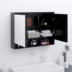   antracitszürke MDF tükrös fürdőszobaszekrény 80 x 15 x 60 cm