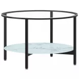 fekete-fehér márvány edzett üveg dohányzóasztal 70 cm