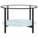fekete-fehér márvány edzett üveg dohányzóasztal 70 cm