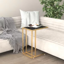   fekete márvány edzett üveg számítógép-kisasztal 50 x 35 x 65 cm