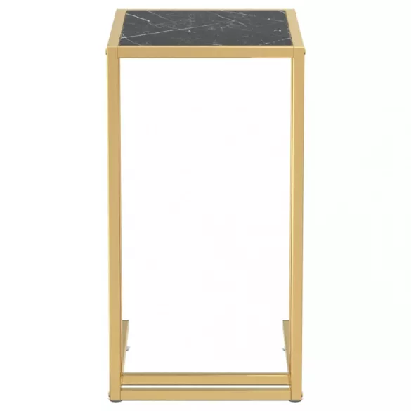 fekete márvány edzett üveg számítógép-kisasztal 50 x 35 x 65 cm