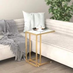   fehér márvány edzett üveg számítógép-kisasztal 50 x 35 x 65 cm