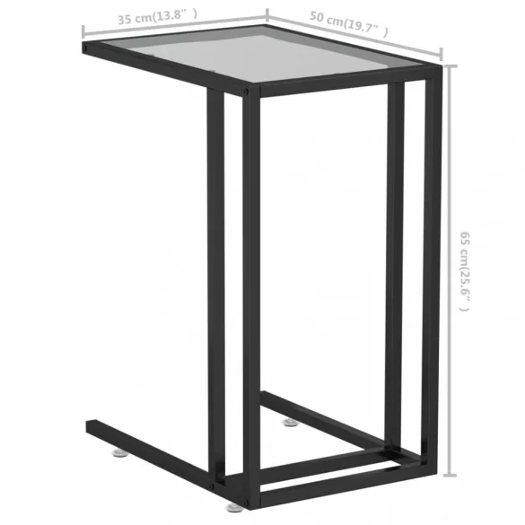 fekete edzett üveg számítógép-kisasztal 50 x 35 x 65 cm